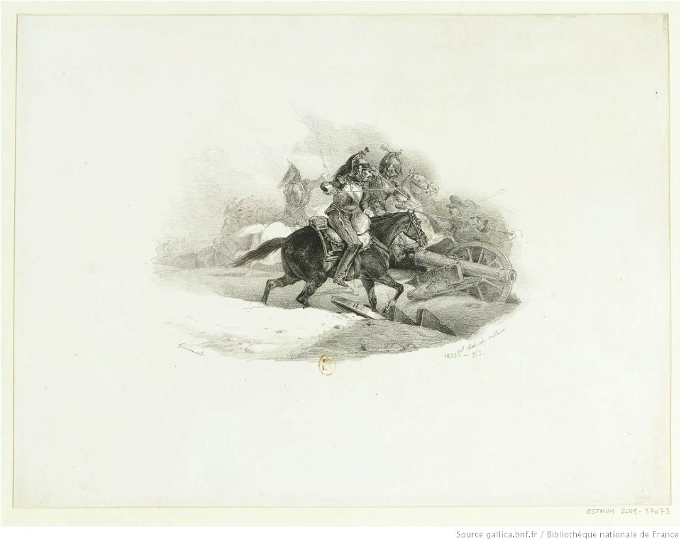 Géricault - Cuirassiers chargeant une batterie d'artillerie russe, btv1b10028031q