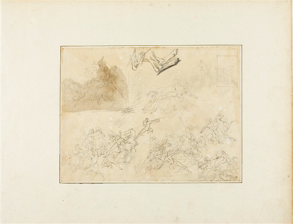 Géricault - Sketches for a Cavalry Battle; the Hind Legs of a Dog, 1813-14