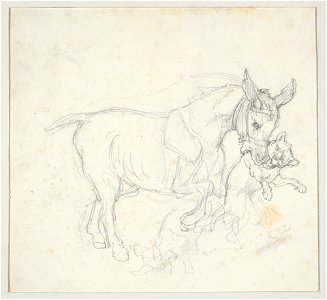 Géricault - Donkey Holding Dog in its Mouth (recto), 1965.9.19a-b