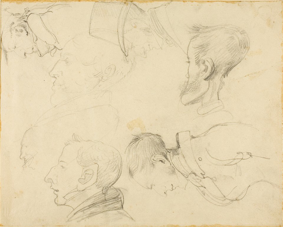 Géricault - Seven Caricatures of Heads, 1818-19