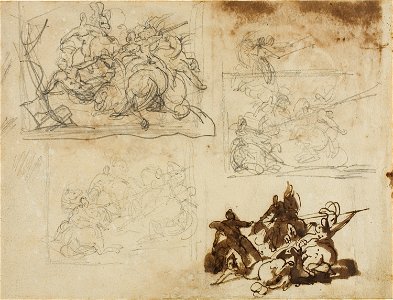 Géricault - Four Sketches for a Cavalry Battle, 1813-14
