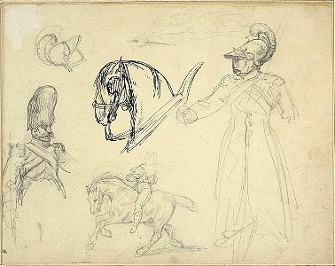 Géricault - Sketches of Horses and Soldiers, c. 1818–1819