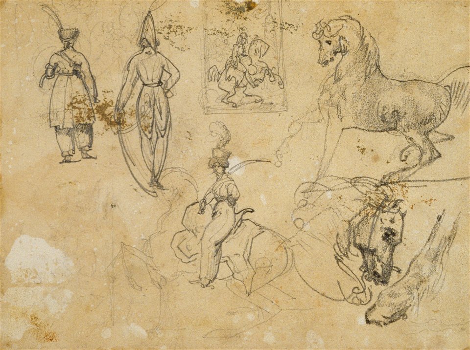 Géricault - Sketches of Russian Officers and Horses, 1813-14