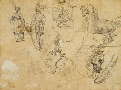 Géricault - Sketches of Russian Officers and Horses, 1813-14