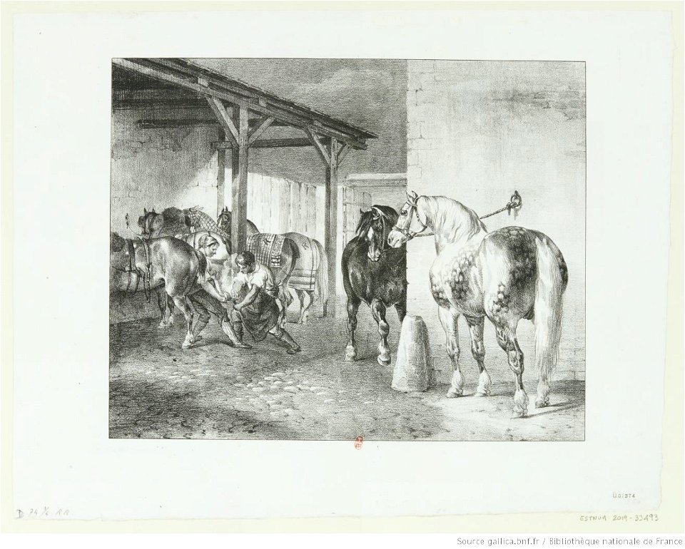 Géricault - Hangar de maréchal ferrant, 1er état, btv1b10028648j