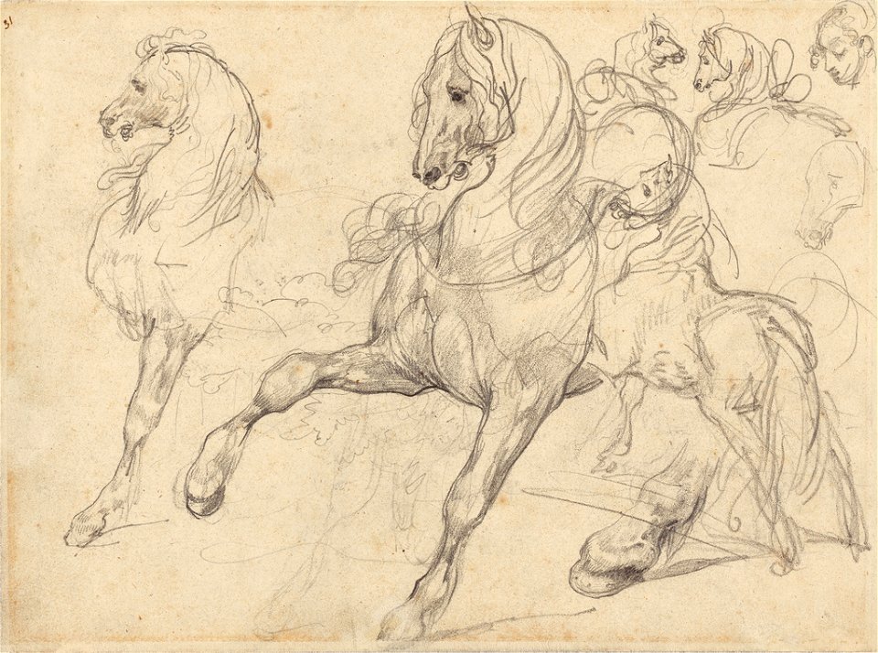 Géricault - Horses (verso), 1813–1814