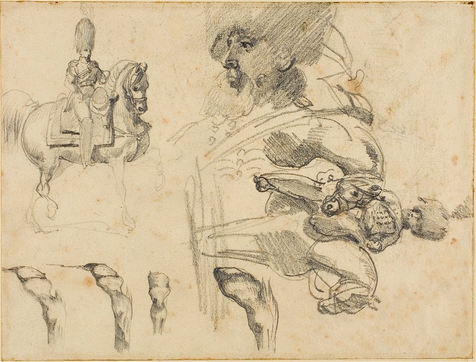 Géricault - Sketches of Horses, Soldiers, and Hooves, 1813-14