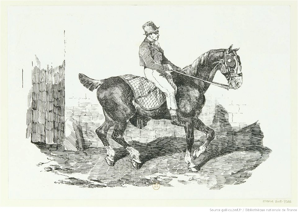 Géricault - Cheval de carrosse monté par un palefrenier, btv1b10029028s