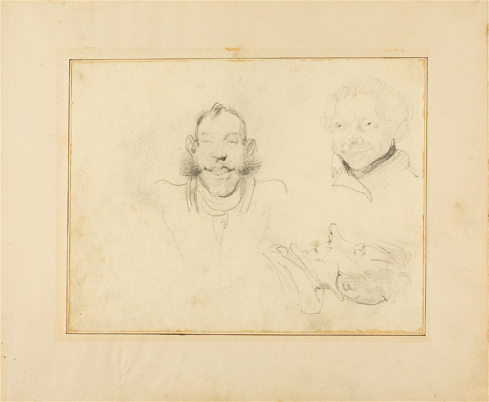 Géricault - Three Caricatures of Heads, 1818-19