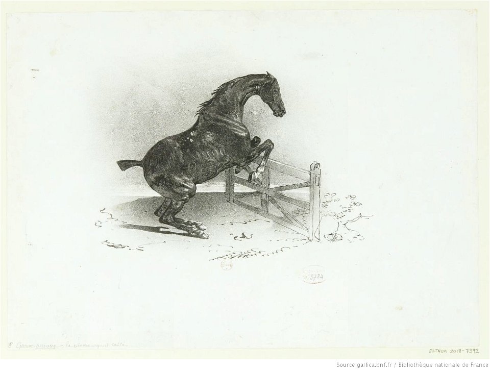 Géricault - Cheval franchissant une barrière, btv1b10028813t