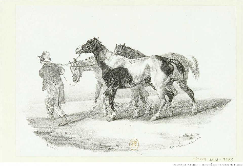 Géricault - Trois chevaux conduits à l'écorcheur, btv1b10028845z