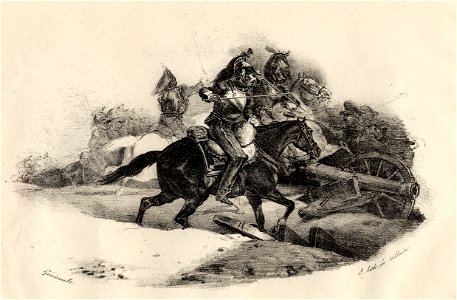 Géricault - Cuirassiers chargeant une batterie d'artillerie (Cuirassiers charging an artillery battery), 1869,0410.118