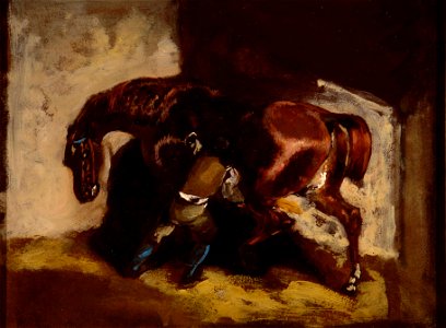 Géricault - Man Grooming a Horse, 2007.035.128. Free illustration for personal and commercial use.