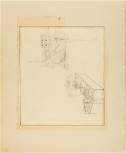 Géricault - Dog Standing in Dog House and Study of a Munitions Cart, 1818-19