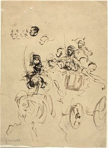 Géricault - Napoleonic Army Coach with Sketches of Heads, 1818-1819