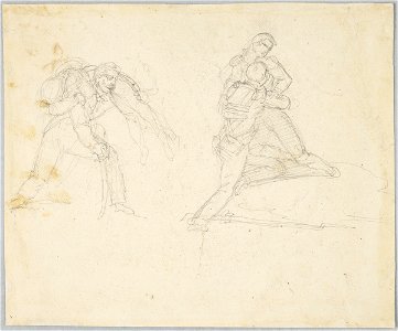 Géricault - verso Two soldiers carrying wounded comrades, c. 1820