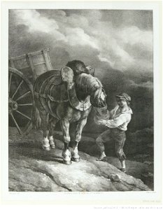 Géricault - Garçon donnant l'avoine à un cheval dételé, btv1b10028498v