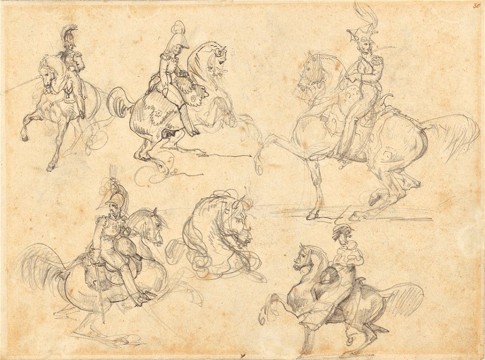 Géricault - Horses and Riders (recto), 1813–1814
