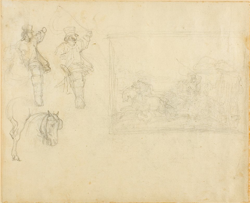 Géricault - Sketches of Postillions and a Stagecoach, 1818-19