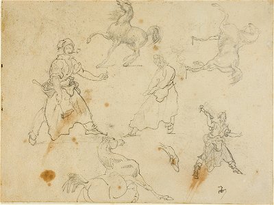 Géricault - Studies of Blacksmiths and Horses, 1813-14