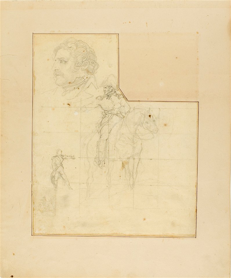 Géricault - Mounted Officer and Other Sketches, 1818-1819