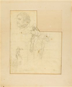 Géricault - Mounted Officer and Other Sketches, 1818-1819