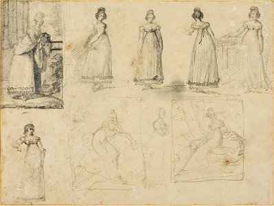 Géricault - Nine Sketches of a Young Woman in Fashionable Dress, 1813-14