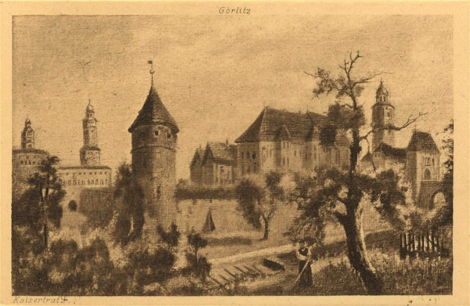 Görlitz, Sachsen - Alt Görlitz mit den Befestigungsmauern, Kaisertrutz, Wachtturm, Waisenhaus und Frauentor (Zeno Ansichtskarten)
