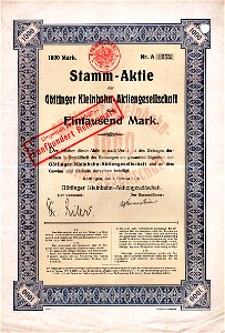 Göttinger Kleinbahn AG 1000 Mk 1918