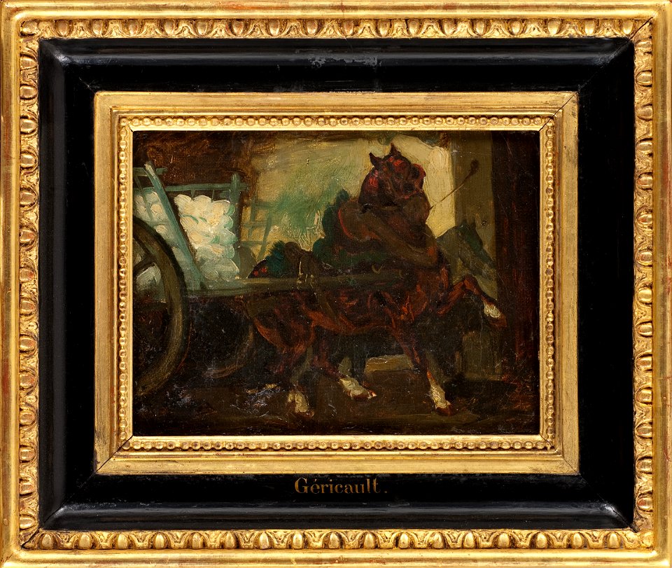 Géricault - Un cheval attelé à un chariot (esquisse), Vers 1821 - 1822