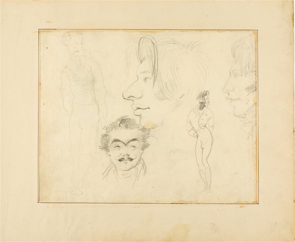 Géricault - Sheet of Caricatures, 1818-19, 1947.35.29R