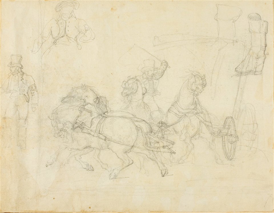 Géricault - Stagecoach Drawn by Five Horses and Other Sketches, 1818-1819