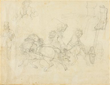 Géricault - Stagecoach Drawn by Five Horses and Other Sketches, 1818-1819