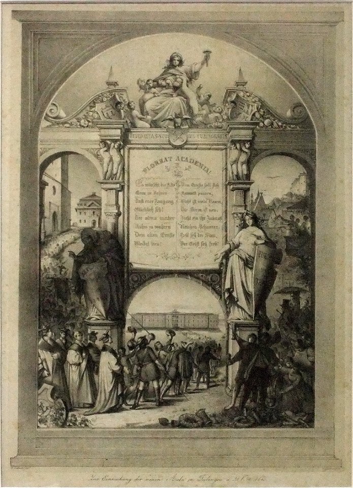 H Leibnitz - Zur Einweihung der Neuen Aula in Tübingen, Lithographie 1845 (gedruckt von G Küstner) (Inv.2276)