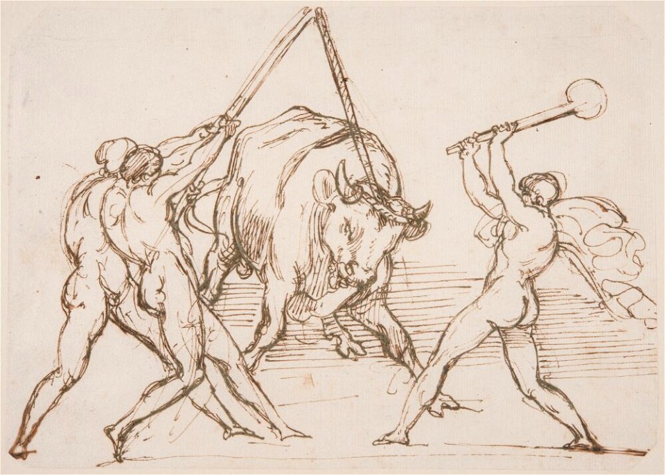 Géricault - Three Men Taunting a Bull, NMH 52015