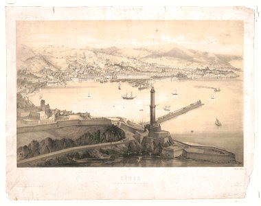 Gênes Vue prise au dessus de la lanterne - - dessine par Guesdon ; lith. par Schultz. LCCN2002695362