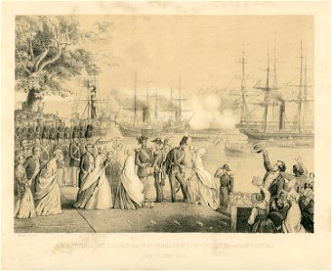 H.K.H. Prinsessan Louises och dess föräldrars landstigning vid biskopsudden, 1850-06-15 - Nordiska Museet - NMA.0051133