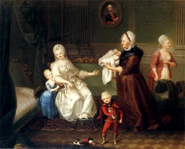 H C Brandt Gräfin Heydeck mit ihren Kindern. Free illustration for personal and commercial use.