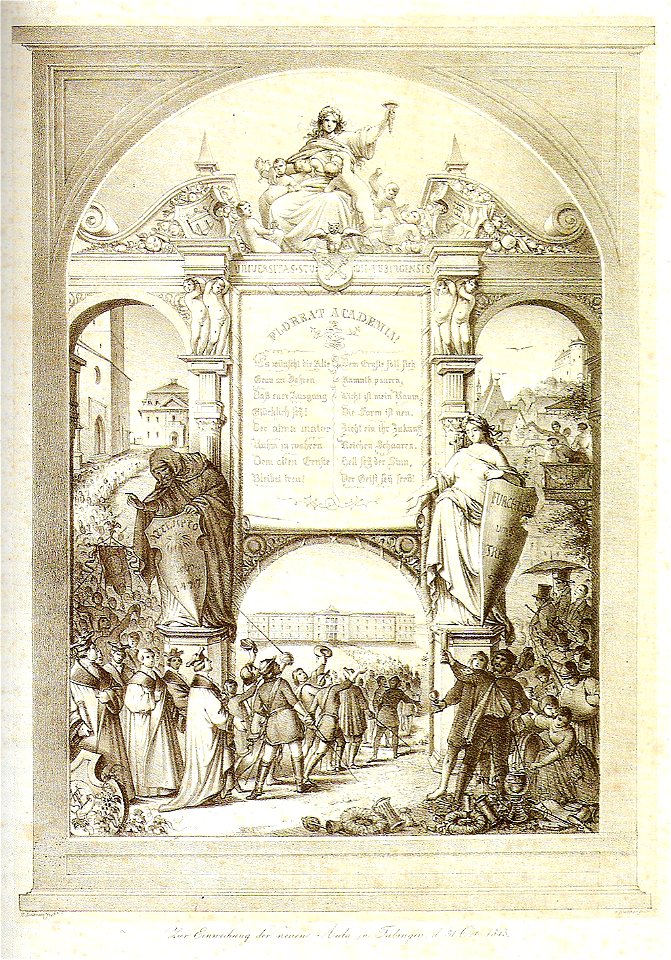 H Leibnitz - Zur Einweihung der neuen Aula in Tübingen 1845 (Lithographie gedruckt von G Küstner) Inv.2276 (SW101)