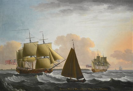 H.M.S. Amazon and H.M.S. Caroline in a stiff breeze off the Nore