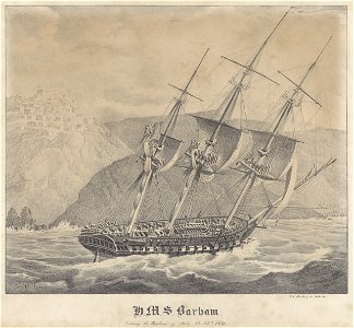 H.M.S. Barham entering the Harbour of Milo 26 Febry 1832 RMG PY0780