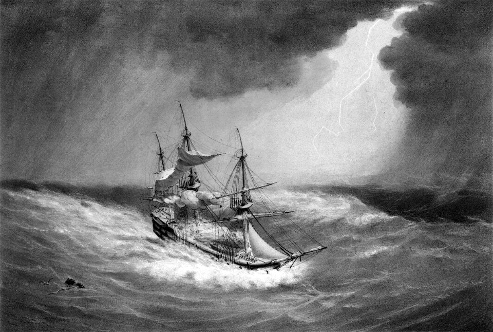 H.M.S. Asia 84 guns in the gale of Decr 6th 1847 RMG 9944