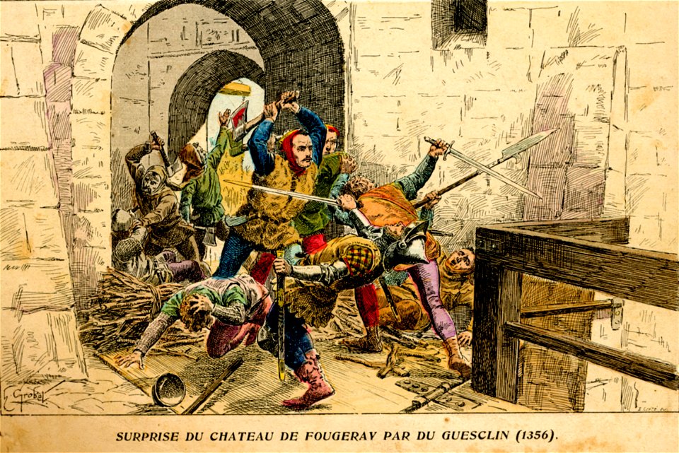 H. Grobet - Surprise du château de Fougeray par Du Guesclin (1356)