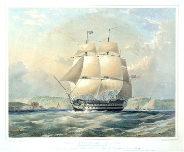 H.M.S. Cornwallis 72 Guns Going out of Plymouth Harbour RMG PY0786