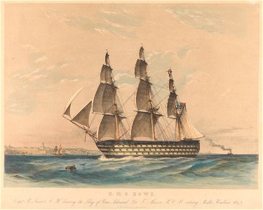 H.M.S. Howe - entering Malta Harbour 1843 RMG PY0793