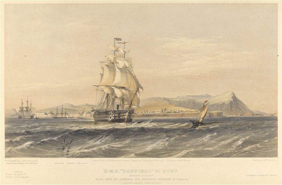H.M.S. Hannibal 91 Guns - flagship - leaving Anapa, June 12th 1855 RMG PY0962
