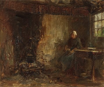 H.J. Mélis - Interieur met boerenvrouw - E886 - Instituut Collectie Nederland