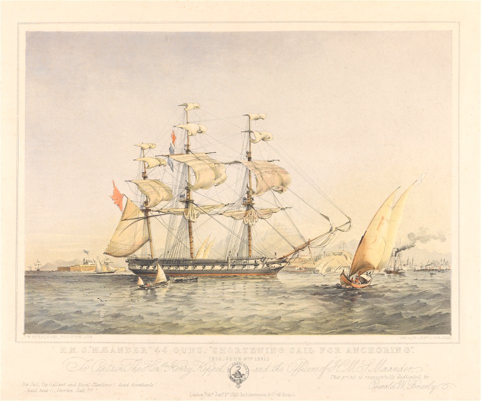H.M.S. Maeander 44 guns. Shortening Sail for Anchoring (Rio June 9th 1851) RMG PY0900