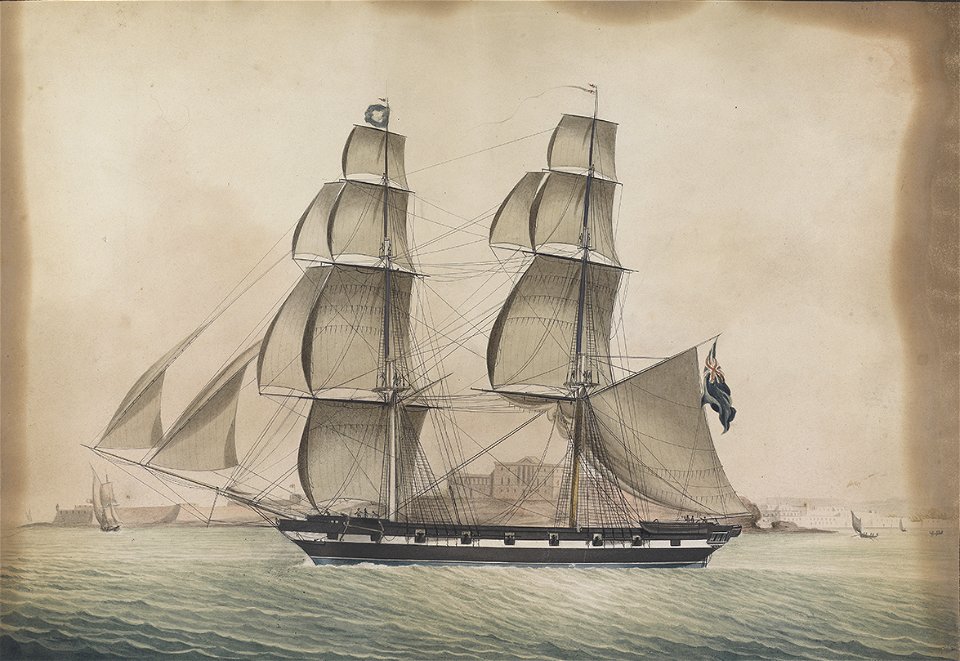 H.M. Sloop Weazle going out of Malta PAH9216 (cropped)