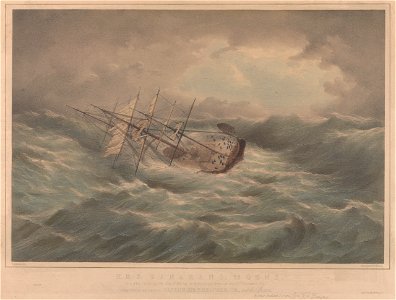 H.M.S. Samarang 26 Guns In a gale crossing the Bay of Biscay on her passage home on the 23rd December 1846 RMG PY0820